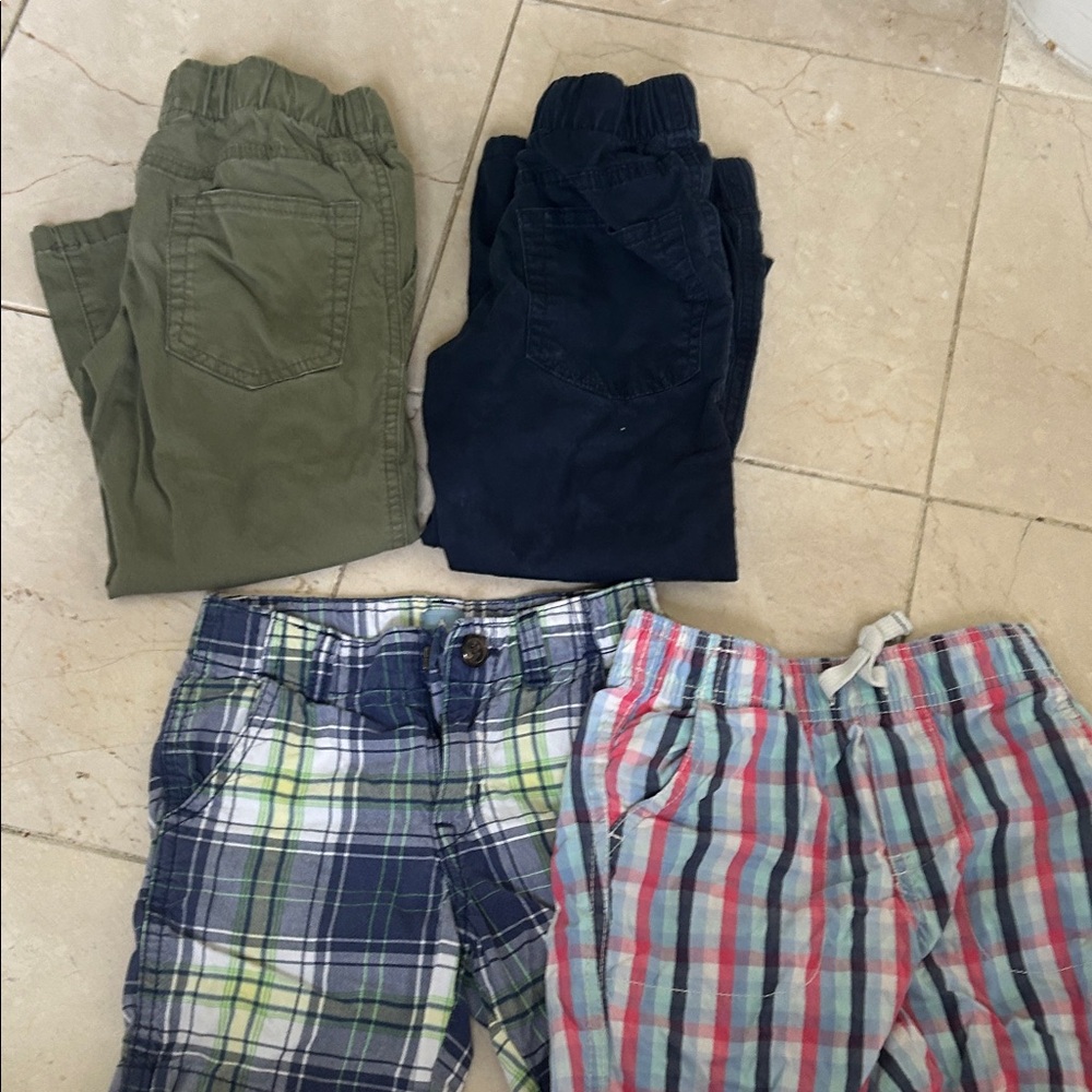 Size 4 bottom set for boys! Plaid Shorts and solid pants!